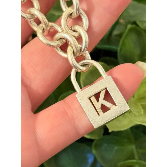 T&Co. 925 Initial Padlock K Charm Bracelet - Picture 6 of 7